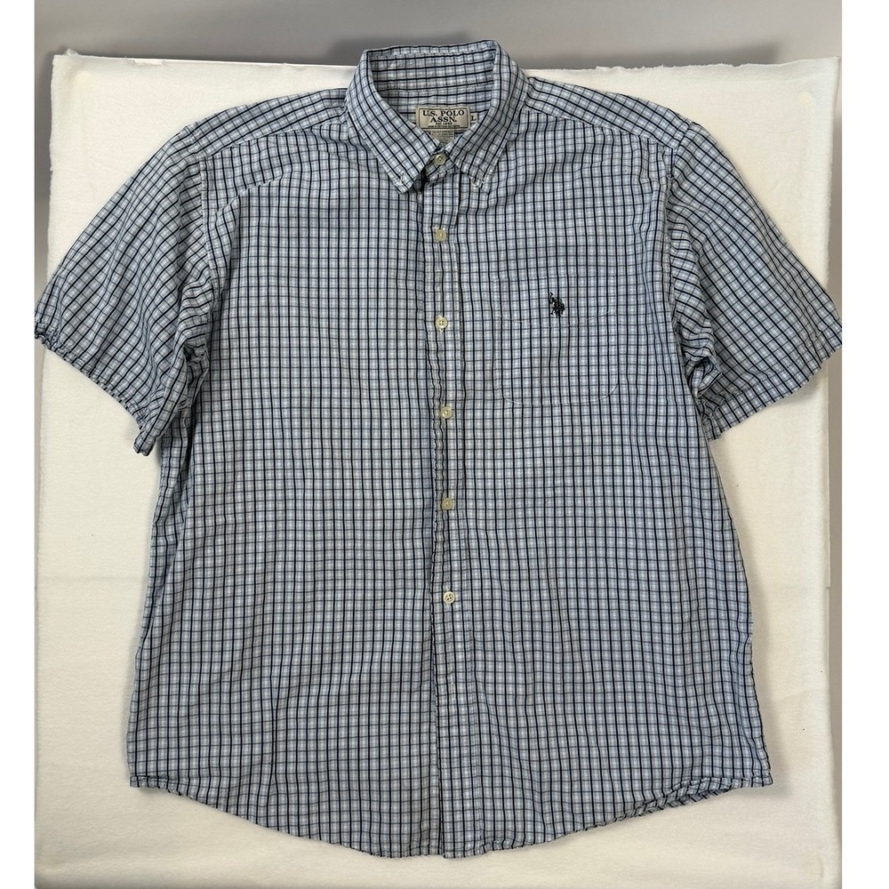 U.S. Polo Assn Short-Sleeve Plaid Button-Down Shirt Size L